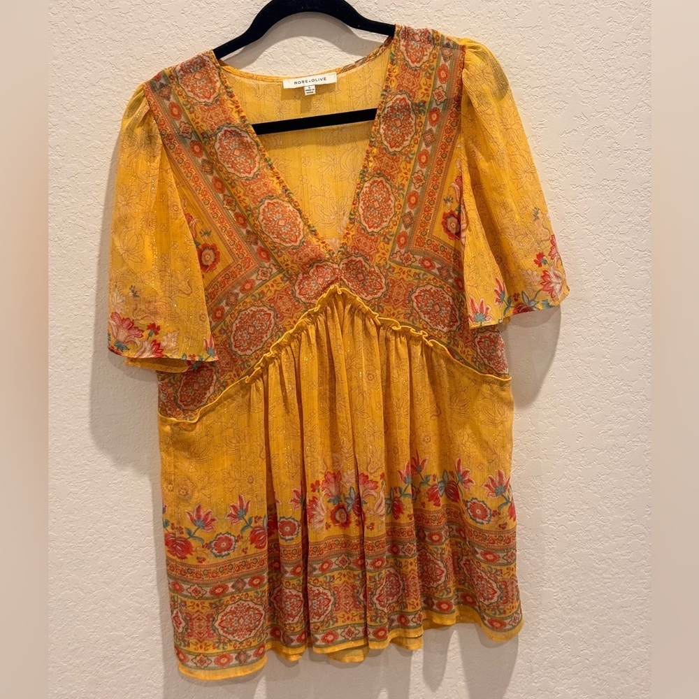 Rose & Olive Yellow Floral Blouse